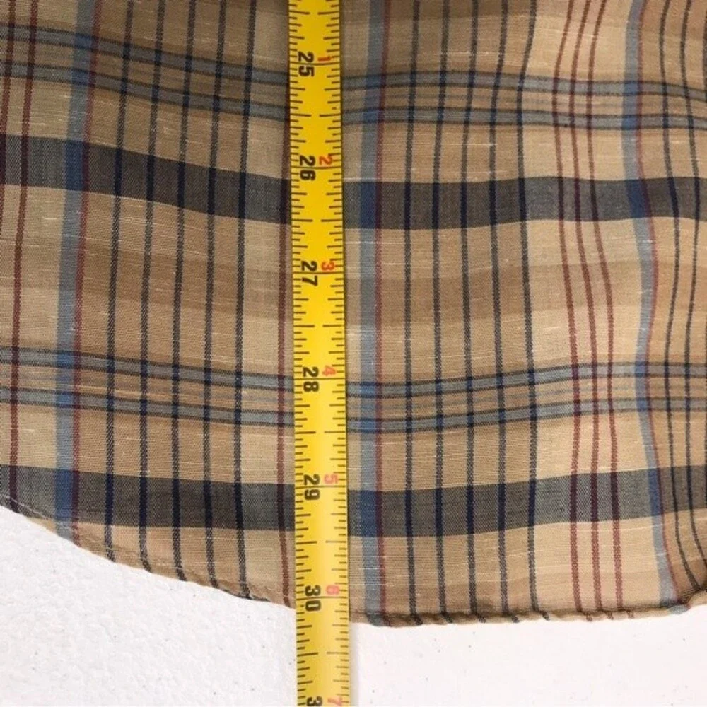 Vintage 1970s Levis Big E Tan Brown Plaid Button Front Long Sleeve Mens Large